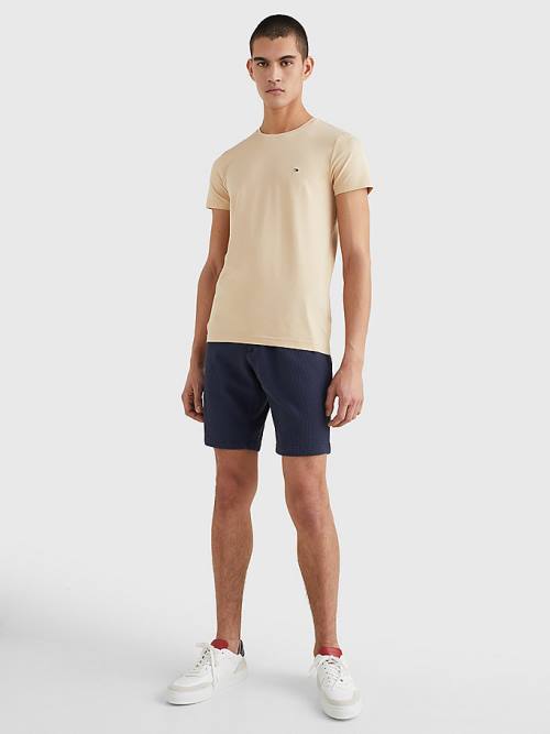 Tommy Hilfiger Stretch Organic Pamut Slim Fit Póló Férfi Bézs | TH173OAE