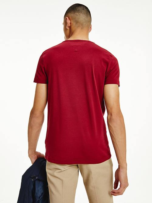 Tommy Hilfiger Stretch Organic Pamut Slim Fit Póló Férfi Piros | TH193MLR