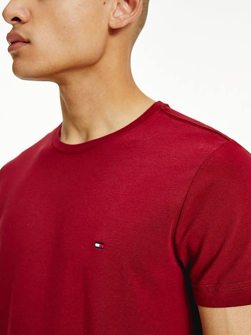 Tommy Hilfiger Stretch Organic Pamut Slim Fit Póló Férfi Piros | TH193MLR