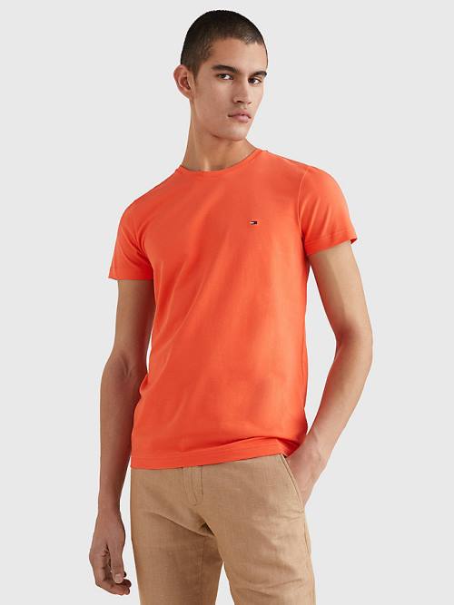 Tommy Hilfiger Stretch Organic Pamut Slim Fit Póló Férfi Piros | TH495UJT