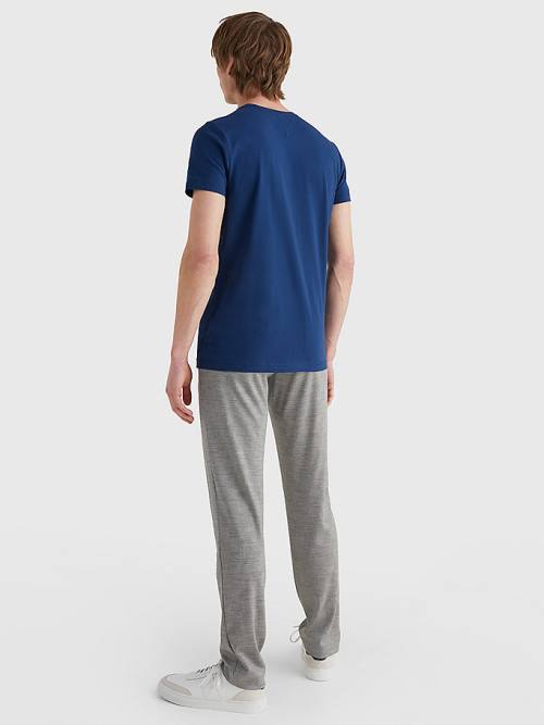 Tommy Hilfiger Stretch Organic Pamut Slim Fit Póló Férfi Kék | TH501BZR