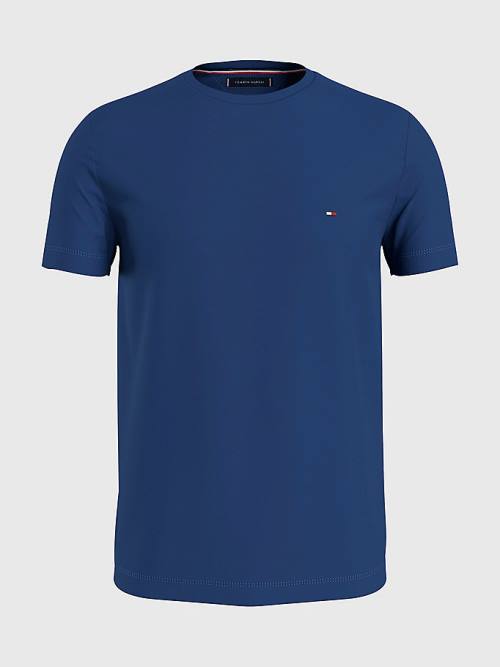 Tommy Hilfiger Stretch Organic Pamut Slim Fit Póló Férfi Kék | TH501BZR