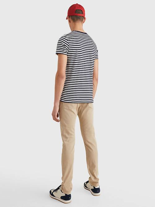 Tommy Hilfiger Stretch Organic Pamut Slim Fit Póló Férfi Kék | TH653WUO