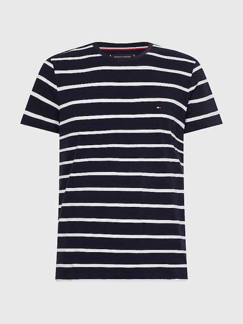 Tommy Hilfiger Stretch Organic Pamut Slim Fit Póló Férfi Kék | TH653WUO