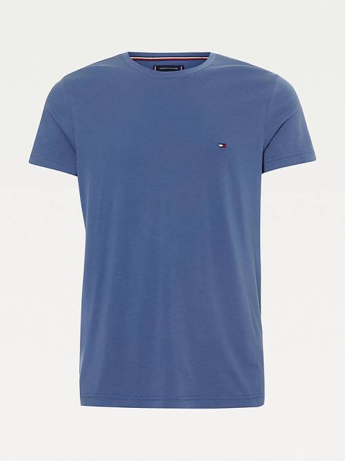 Tommy Hilfiger Stretch Organic Pamut Slim Fit Póló Férfi Kék | TH654ONG