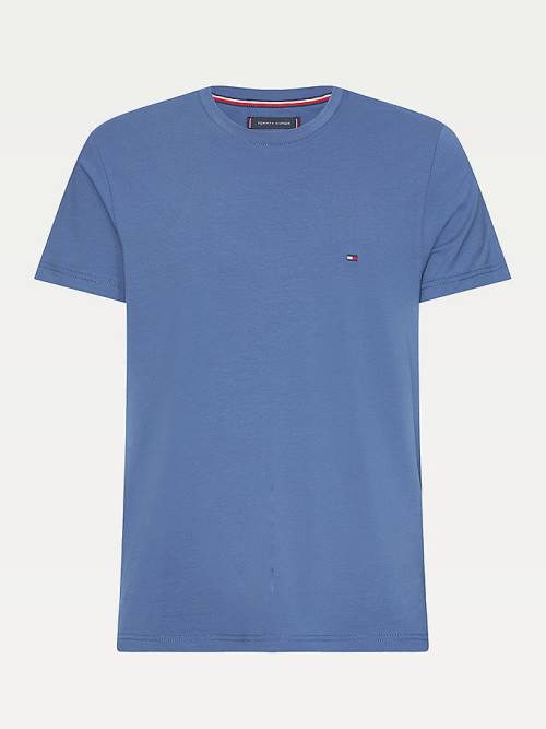 Tommy Hilfiger Stretch Organic Pamut Slim Fit Póló Férfi Kék | TH654ONG