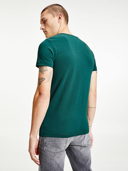 Tommy Hilfiger Stretch Organic Pamut Slim Fit Póló Férfi Zöld | TH726LVJ