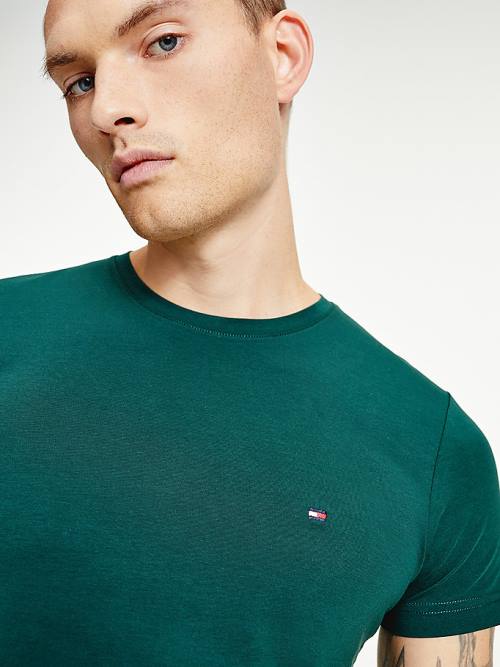 Tommy Hilfiger Stretch Organic Pamut Slim Fit Póló Férfi Zöld | TH726LVJ