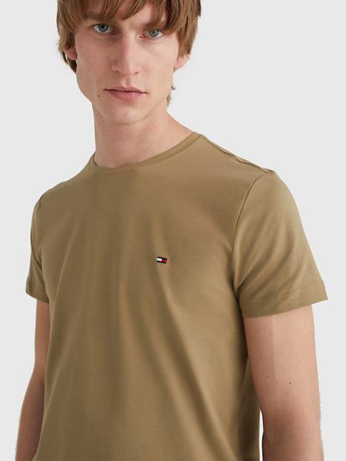 Tommy Hilfiger Stretch Organic Pamut Slim Fit Póló Férfi Barna | TH769WPU