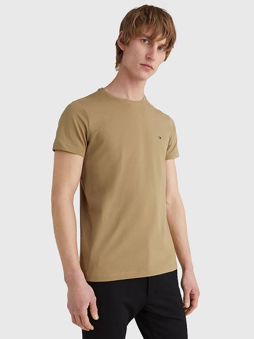 Tommy Hilfiger Stretch Organic Pamut Slim Fit Póló Férfi Barna | TH769WPU