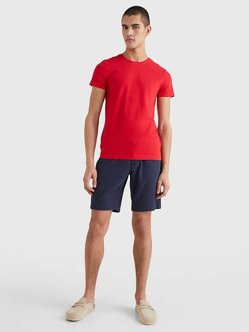 Tommy Hilfiger Stretch Organic Pamut Slim Fit Póló Férfi Piros | TH867QXH