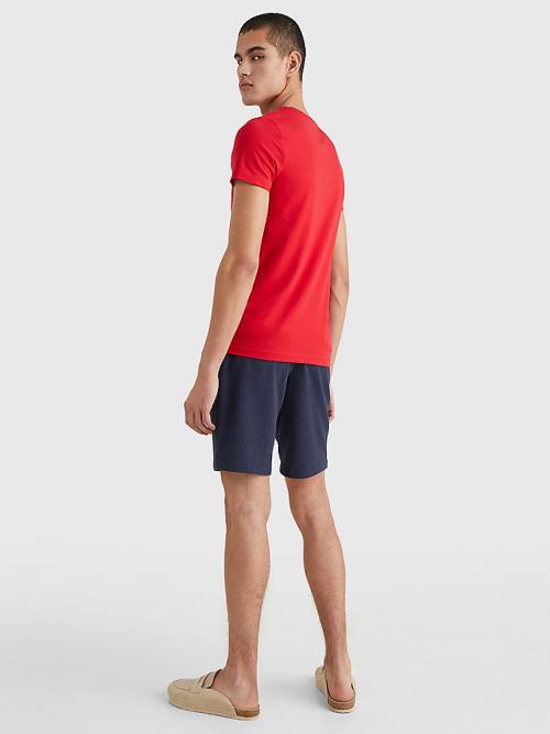 Tommy Hilfiger Stretch Organic Pamut Slim Fit Póló Férfi Piros | TH867QXH