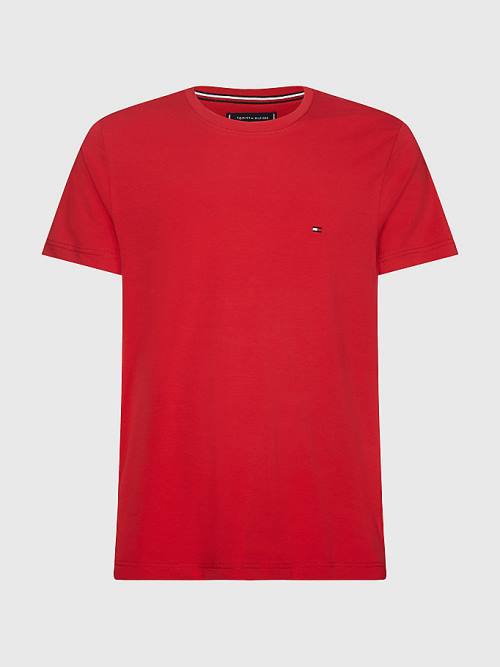 Tommy Hilfiger Stretch Organic Pamut Slim Fit Póló Férfi Piros | TH867QXH