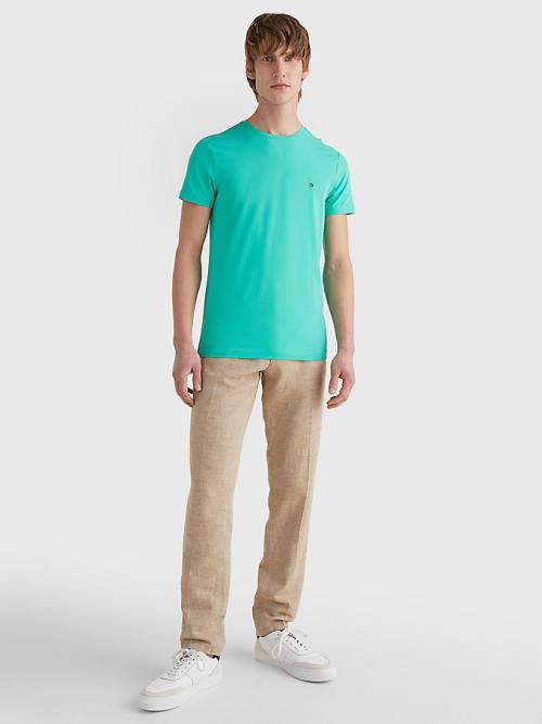 Tommy Hilfiger Stretch Organic Pamut Slim Fit Póló Férfi Zöld | TH983GIW