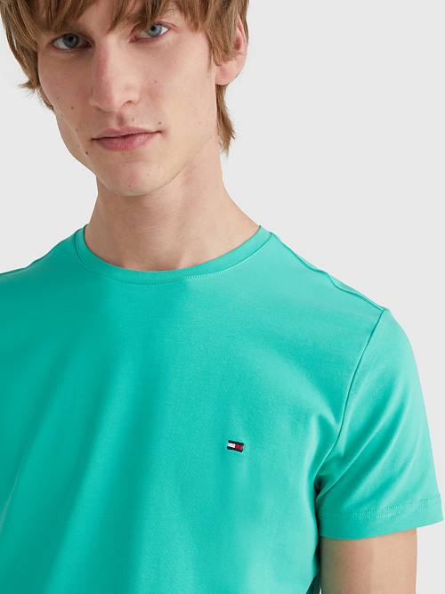 Tommy Hilfiger Stretch Organic Pamut Slim Fit Póló Férfi Zöld | TH983GIW