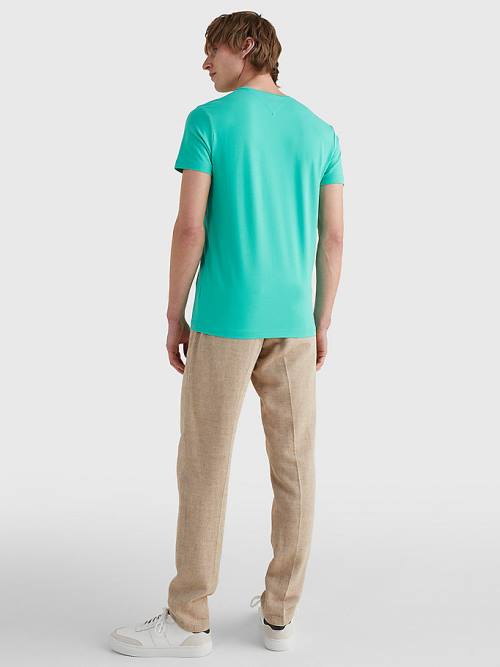 Tommy Hilfiger Stretch Organic Pamut Slim Fit Póló Férfi Zöld | TH983GIW