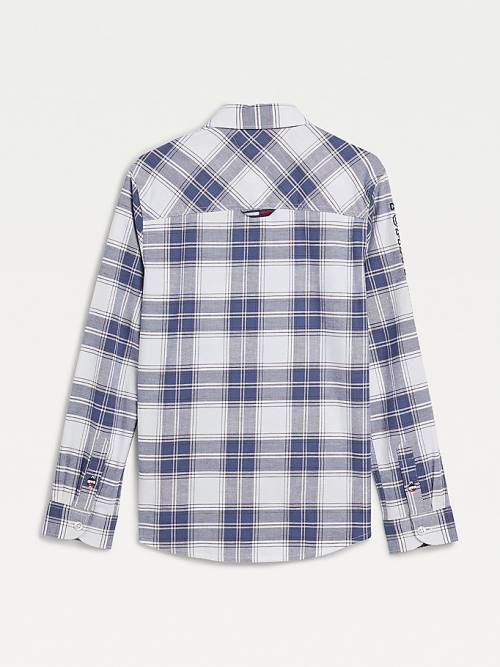 Tommy Hilfiger Stretch Oxford Pamut Check Ingek Fiú Kék | TH351NEI