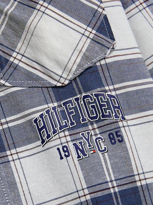 Tommy Hilfiger Stretch Oxford Pamut Check Ingek Fiú Kék | TH351NEI