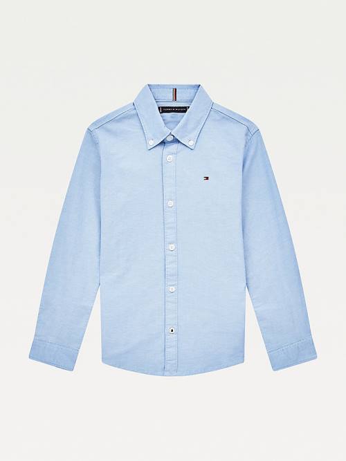 Tommy Hilfiger Stretch Oxford Pamut Shirt Póló Lány Kék | TH513XYO