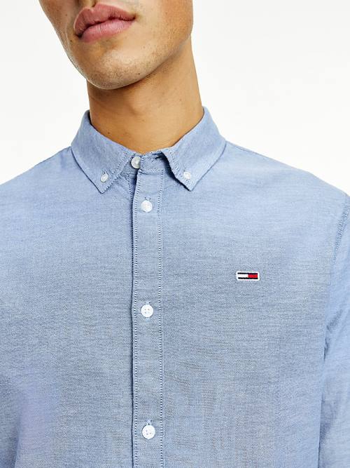 Tommy Hilfiger Stretch Oxford Pamut Slim Fit Ingek Férfi Kék | TH460WLH