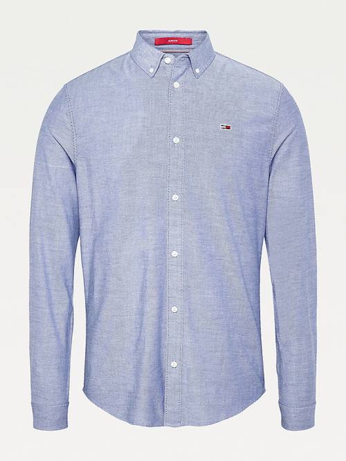 Tommy Hilfiger Stretch Oxford Pamut Slim Fit Ingek Férfi Kék | TH460WLH