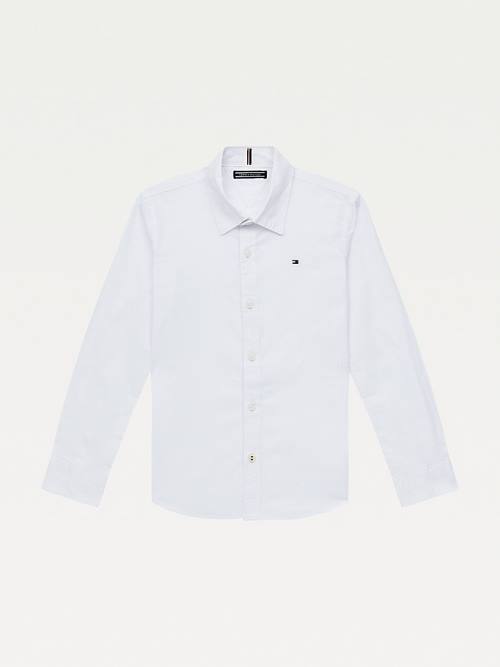 Tommy Hilfiger Stretch Pamut Poplin Shirt Póló Lány Fehér | TH392XEJ