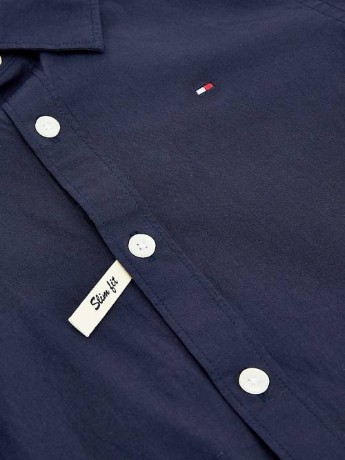 Tommy Hilfiger Stretch Pamut Poplin Shirt Póló Lány Kék | TH450CHP