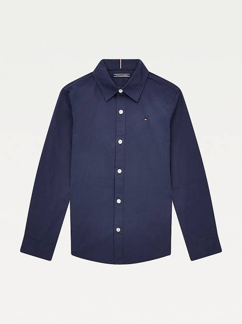 Tommy Hilfiger Stretch Pamut Poplin Shirt Póló Lány Kék | TH450CHP