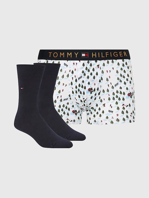 Tommy Hilfiger Stretch Pamut Trunks And Socks Set Fehérnemű Férfi Barna | TH082SNL