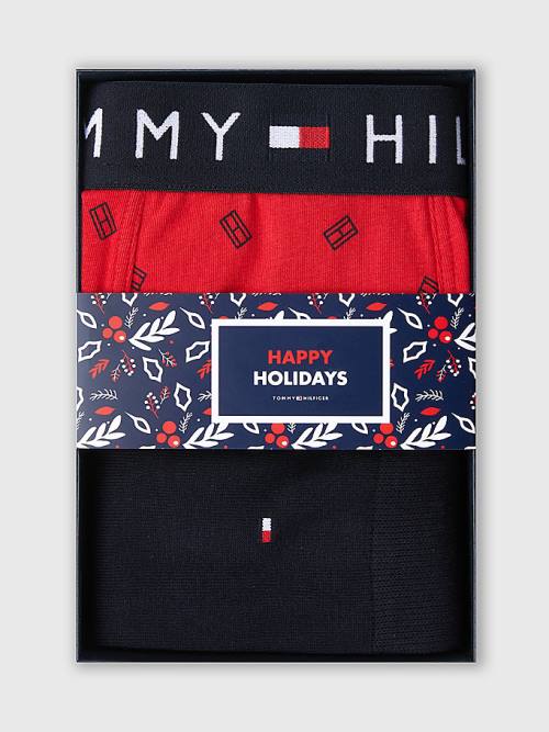 Tommy Hilfiger Stretch Pamut Trunks And Socks Set Fehérnemű Férfi Barna | TH607XEG