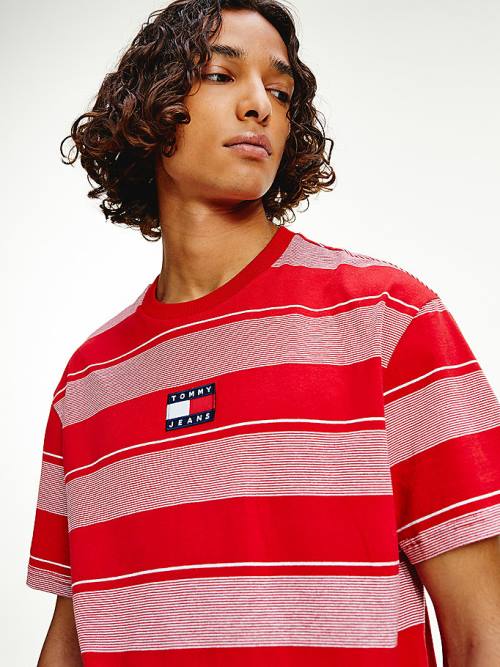 Tommy Hilfiger Stripe Badge Relaxed Fit Póló Férfi Piros | TH651JEN