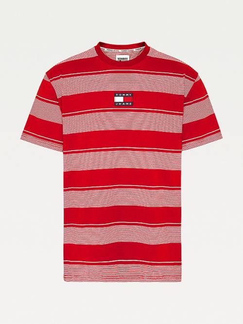 Tommy Hilfiger Stripe Badge Relaxed Fit Póló Férfi Piros | TH651JEN