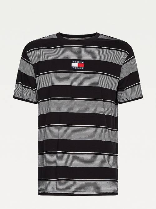 Tommy Hilfiger Stripe Badge Relaxed Fit Póló Férfi Fekete | TH692OUH