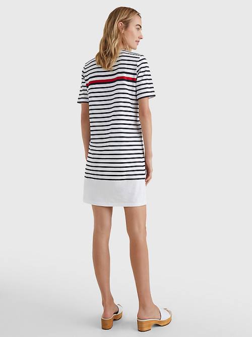 Tommy Hilfiger Stripe Crew Neck Ruha Női Fehér | TH385OPT