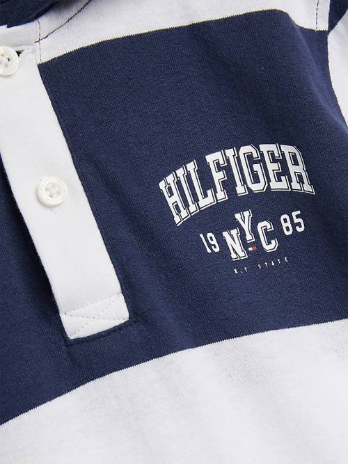 Tommy Hilfiger Stripe Csuklyás Long-Sleeve Polo Póló Fiú Kék | TH954UQH