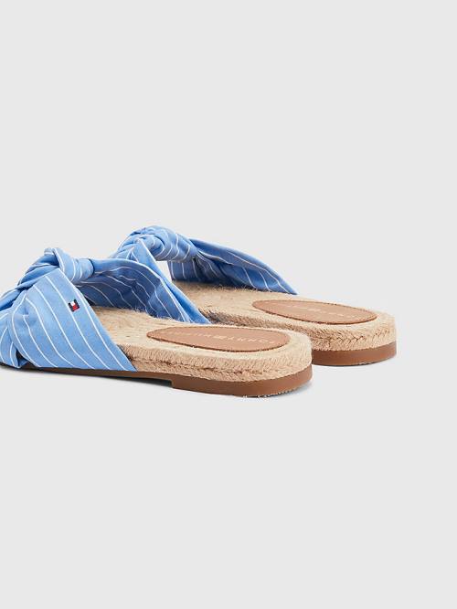 Tommy Hilfiger Stripe Espadrille Lapos Szandál Női Kék | TH357HVD