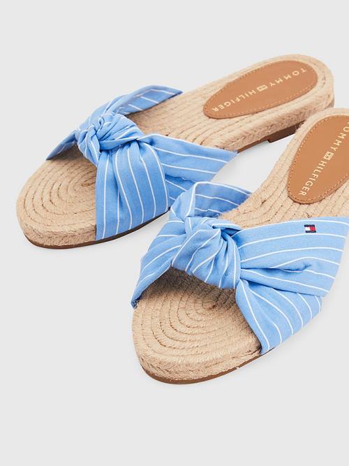 Tommy Hilfiger Stripe Espadrille Lapos Szandál Női Kék | TH357HVD