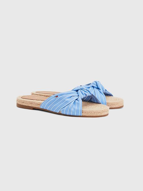 Tommy Hilfiger Stripe Espadrille Lapos Szandál Női Kék | TH357HVD