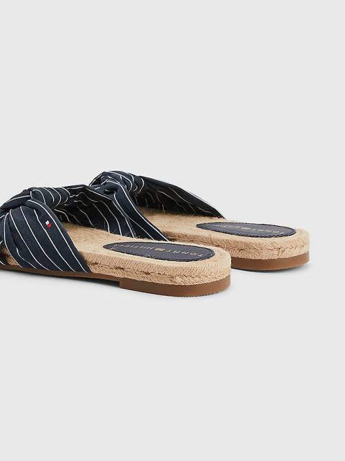 Tommy Hilfiger Stripe Espadrille Lapos Szandál Női Kék | TH683JLX