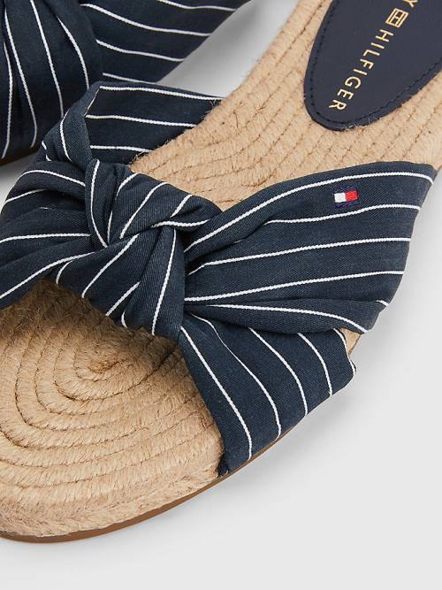 Tommy Hilfiger Stripe Espadrille Lapos Szandál Női Kék | TH683JLX