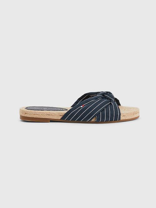 Tommy Hilfiger Stripe Espadrille Lapos Szandál Női Kék | TH683JLX