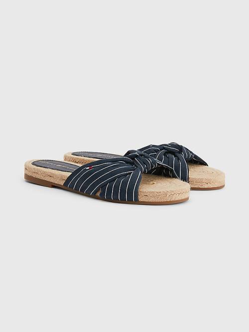 Tommy Hilfiger Stripe Espadrille Lapos Szandál Női Kék | TH683JLX