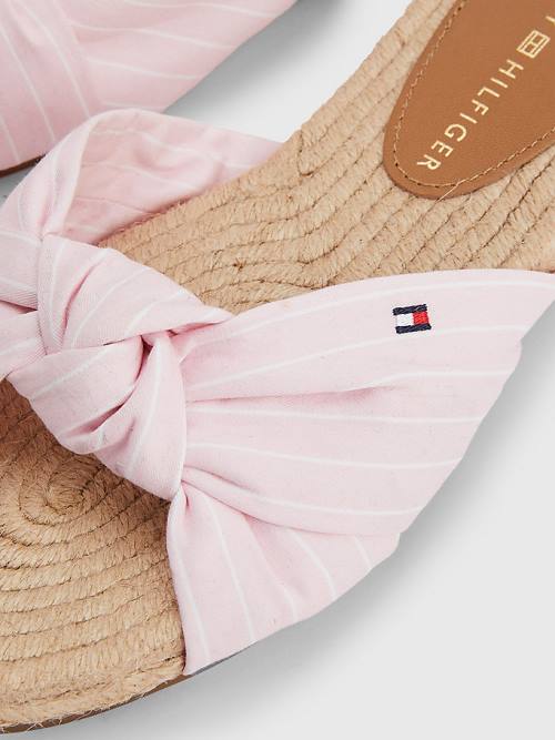 Tommy Hilfiger Stripe Espadrille Lapos Szandál Női Rózsaszín | TH706QNM