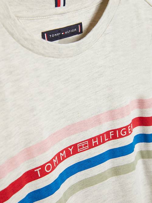 Tommy Hilfiger Stripe Logo Póló Fiú Fehér | TH395YVL