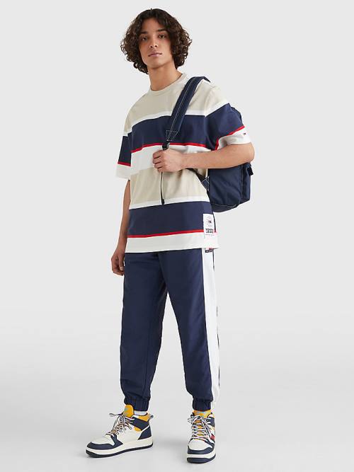 Tommy Hilfiger Stripe Organic Pamut Póló Férfi Bézs | TH613XQO