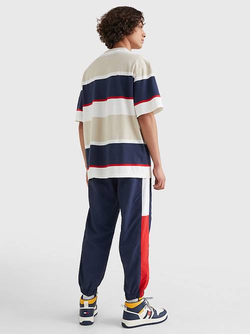 Tommy Hilfiger Stripe Organic Pamut Póló Férfi Bézs | TH613XQO