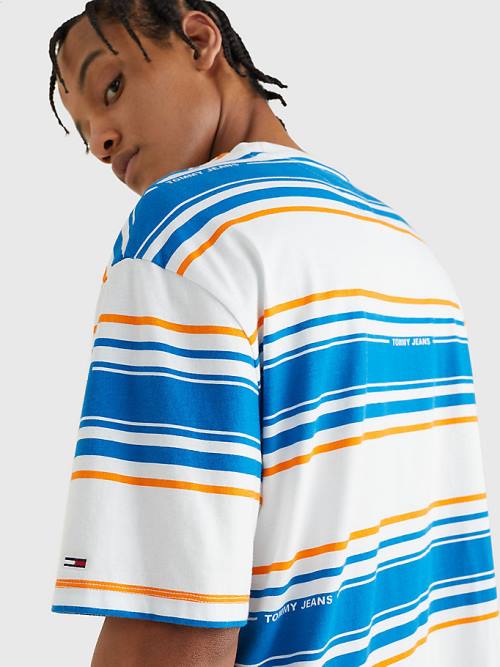 Tommy Hilfiger Stripe Organic Pamut Póló Férfi Fehér | TH621HWO