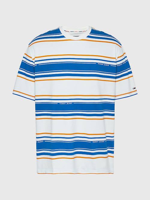 Tommy Hilfiger Stripe Organic Pamut Póló Férfi Fehér | TH621HWO