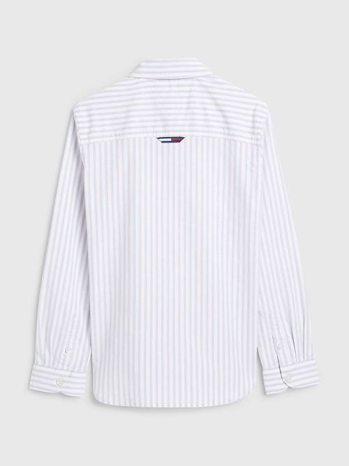 Tommy Hilfiger Stripe Oxford Ingek Fiú Fehér | TH823CHG