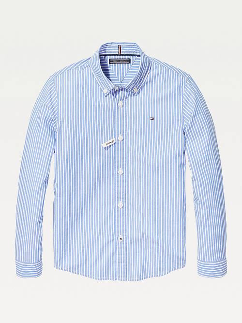 Tommy Hilfiger Stripe Oxford Ingek Fiú Kék | TH165ZDH